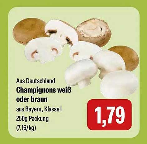 Champignons weiß oder braun 250g Packung