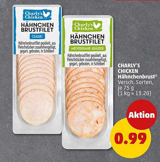 CHARLY'S CHICKEN Hähnchenbrustfilet - Verschiedene Sorten, je 75 g