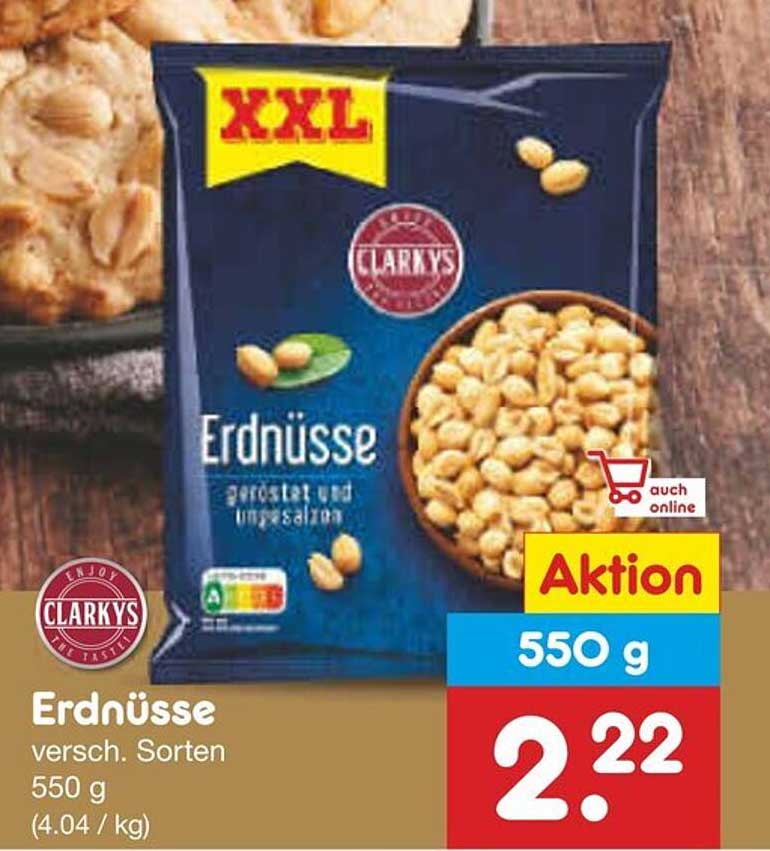 CLARKYS Erdnüsse 550 g (geröstet und ungesalzen)