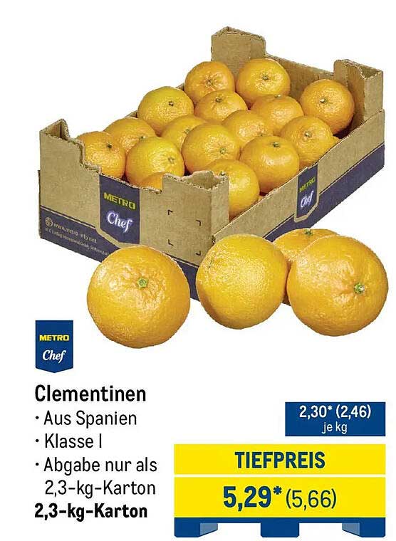 Clementinen 2,3-kg-Karton aus Spanien