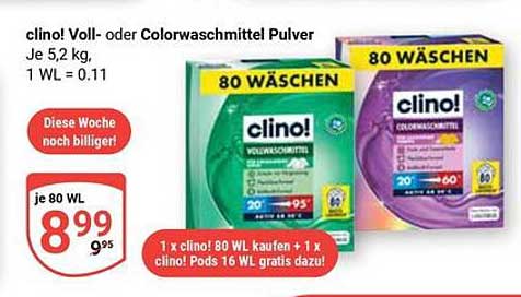 clino! Voll- oder Colorwaschmittel Pulver - 5,2 kg