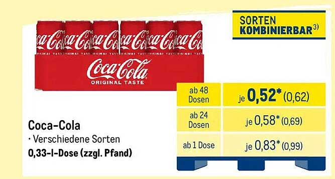 Coca-Cola 0,33 I-Dose - Verschiedene Sorten