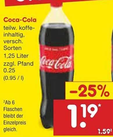 Coca-Cola 1,25 Liter, verschiedene Sorten