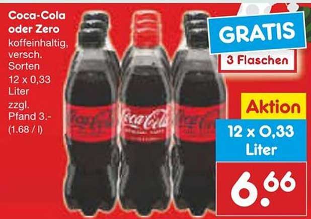 Coca-Cola oder Coca-Cola Zero - Aktionspaket (12 x 0,33 Liter)