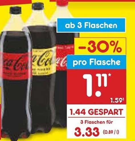 Coca-Cola PET 1,5L - 30% Rabatt ab 3 Flaschen