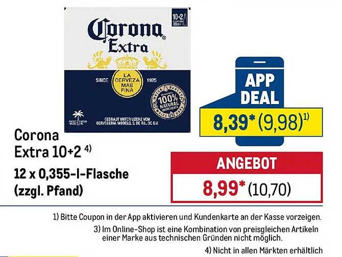 Corona Extra 10+2 - 12 x 0,355-l-Flasche (zzgl. Pfand)