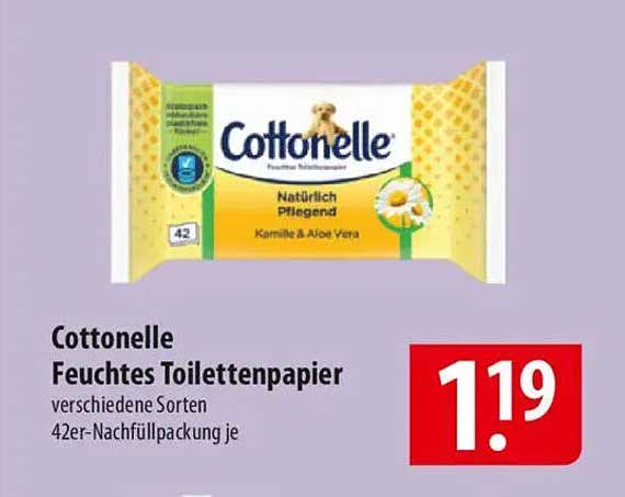 Cottonelle Feuchtes Toilettenpapier - verschiedene Sorten, 42er Nachfüllpackung je
