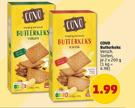 COVO Butterkeks - Verschiedene Sorten, je 2 x 200 g