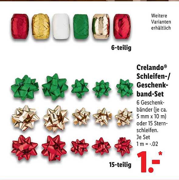 Crelando® Schleifen-/Geschenkband-Set 15-teilig