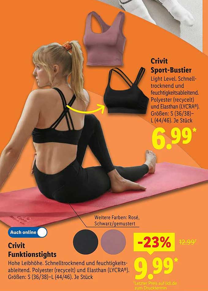 Crivit Sport-Bustier und Funktionen Tights