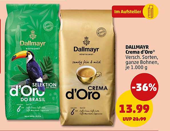 DALLMAYR Crema d'Oro 1000 g - Verschiedene Sorten, ganze Bohnen