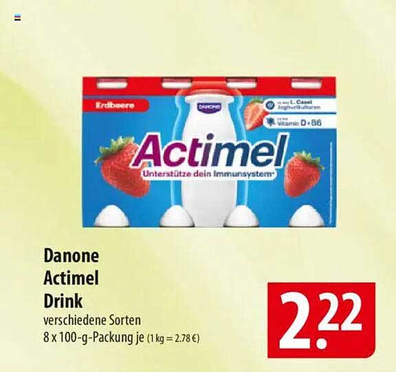 Danone Actimel Drink in verschiedenen Sorten – 8 x 100-g-Packung