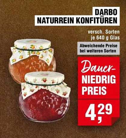 DARBO NATURREIN KONFITÜREN - Verschiedene Sorten je 640 g Glas