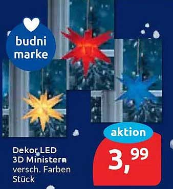 Dekor LED 3D Mini Sterne in verschiedenen Farben