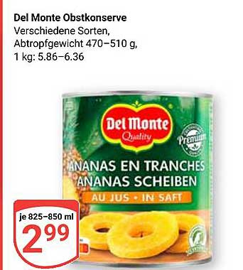 Del Monte Obstkonserve Ananas in Tranches
