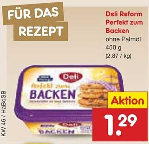 Deli Reform Perfekt zum Backen 450 g ohne Palmöl