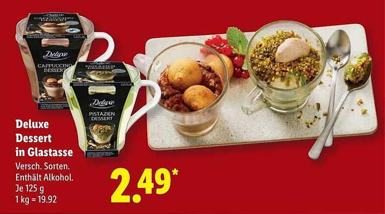 Deluxe Dessert in Glasstasse - Verschiedene Sorten