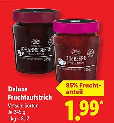 Deluxe Fruchtaufstrich Schwarz Johannisbeere & Himbeere, 245 g