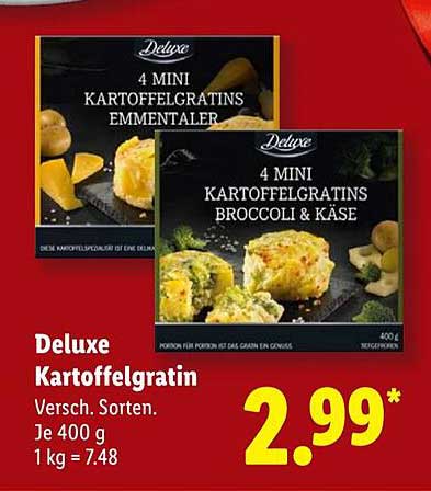 Deluxe Kartoffelgratin, verschiedene Sorten