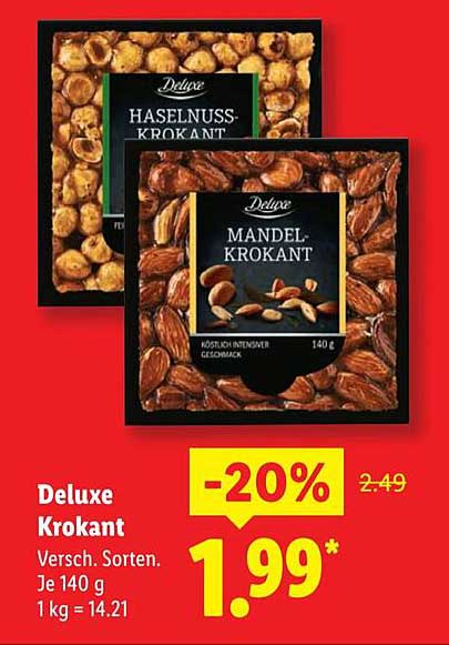 Deluxe Krokant - Verschiedene Sorten, je 140 g