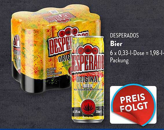 DESPERADOS Original Bier 6 x 0,33 l Dose