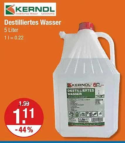 Destilliertes Wasser 5 Liter von KERNDL - Ideal für Haushalt und Werkstatt