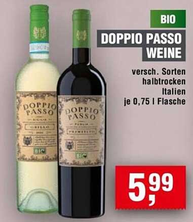 DOPPIO PASSO WEINE - verschiedene Sorten, halbtrocken aus Italien