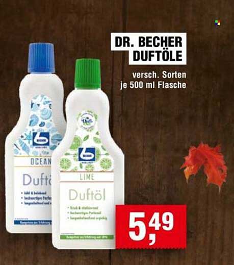 Dr. Becher Duftöle - verschiedene Sorten je 500 ml Flasche