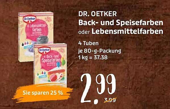 DR. OETKER Back- und Speisefarben oder Lebensmittel-Farben