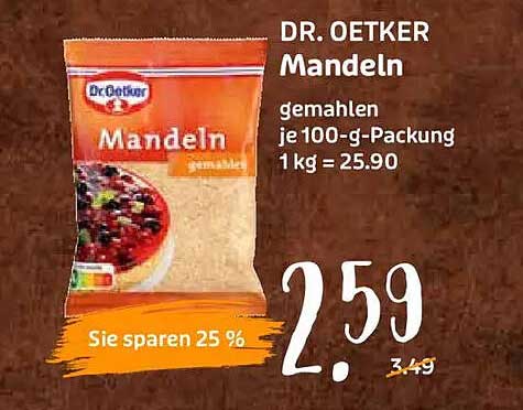 DR. OETKER Mandeln, gemahlen, 100-g-Packung
