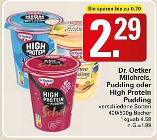 Dr. Oetker Milchreis, Pudding oder High Protein Pudding 400/500g Becher