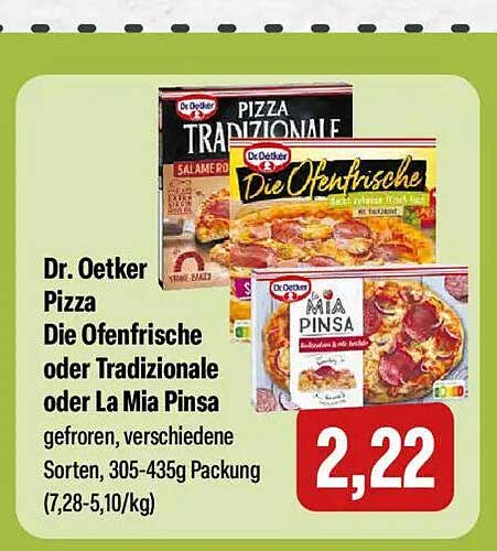 Dr. Oetker Pizza Die Ofenfrische oder Tradizionale oder La Mia Pinsa, gefroren, verschiedene Sorten, 305-435g Packung