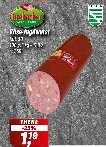 Drebacher Käse-Jagdwurst - Jetzt im Angebot!