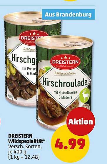 DREISTERN Hirschroulade mit Preiselbeeren & Madeira, 400 g