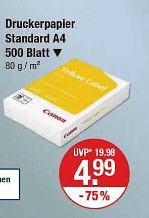 Druckerpapier Standard A4 500 Blatt