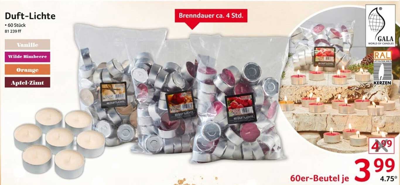 Duft-Lichte - 60 Stück in verschiedenen Duftrichtungen