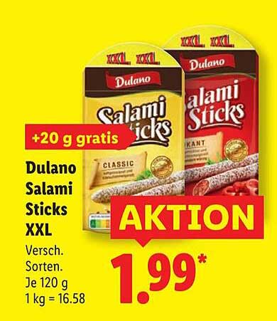 Dulano Salami Sticks XXL 120 g + 20 g gratis