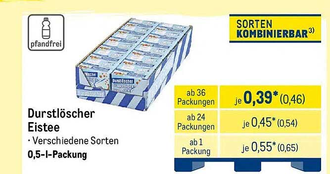 Durstlöscher Eistee – Verschiedene Sorten, 0,5-l-Packung