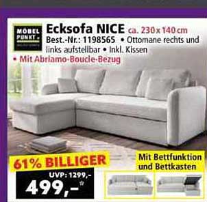 Ecksofa NICE in verschiedenen Ausführungen mit Bettfunktion und Bettkästen