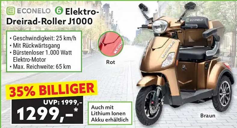 Econelo Elektro-Dreirad-Roller J1000
