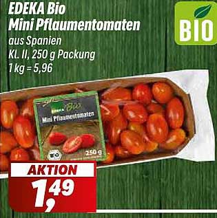 EDEKA Bio Mini Pflaumentomaten aus Spanien, 250 g