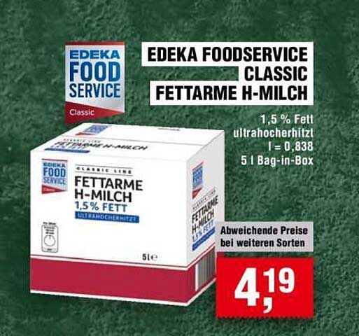 EDEKA FOOD SERVICE CLASSIC FETTARME H-MILCH 1,5 % Fett