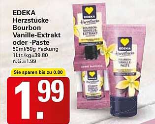 EDEKA Herzstücke Bourbon Vanille-Extrakt oder -Paste 50ml/50g Packung