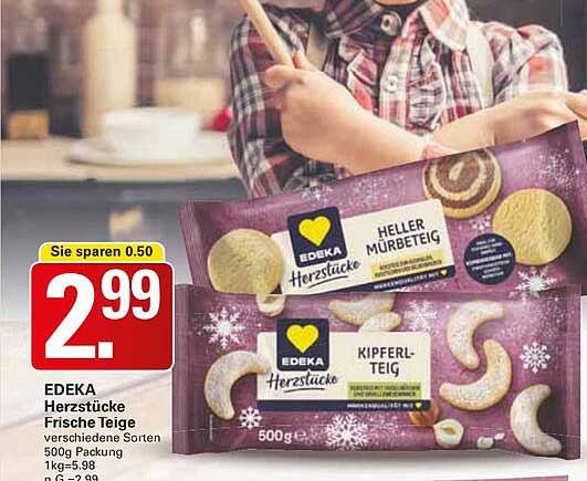 EDEKA Herzstücke Frische Teige 500g Packung