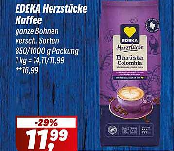 EDEKA Herzstücke Kaffee - ganze Bohnen, verschiedene Sorten 850/1000 g