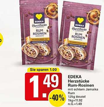 EDEKA Herzstücke Rum-Rosinen mit echtem Jamaika Rum