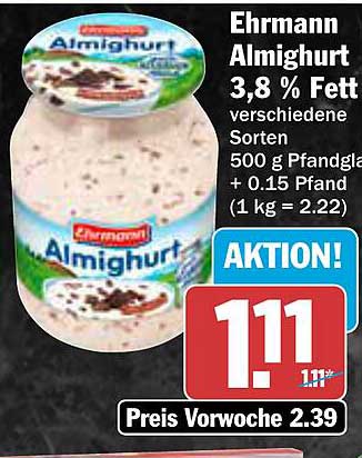 Ehrmann Almighurt 3,8 % Fett - verschiedene Sorten