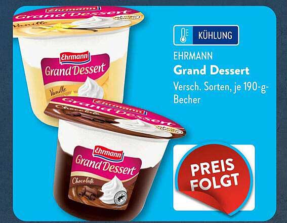 Ehrmann Grand Dessert – Verschiedene Sorten, je 190-g-Becher