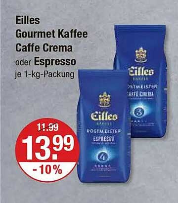 Eilles Gourmet Kaffee Caffe Crema oder Espresso je 1-kg-Packung