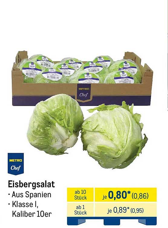 Eisbergsalat aus Spanien - Klasse I, Kaliber 10er